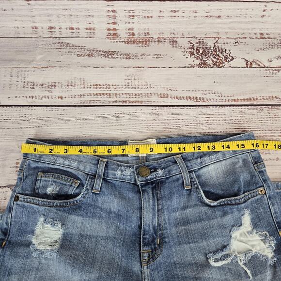 Current Elliott Jeans Womens 28 Cropped Distressed Grunge Denim Medium Wash USA - Picture 6 of 9